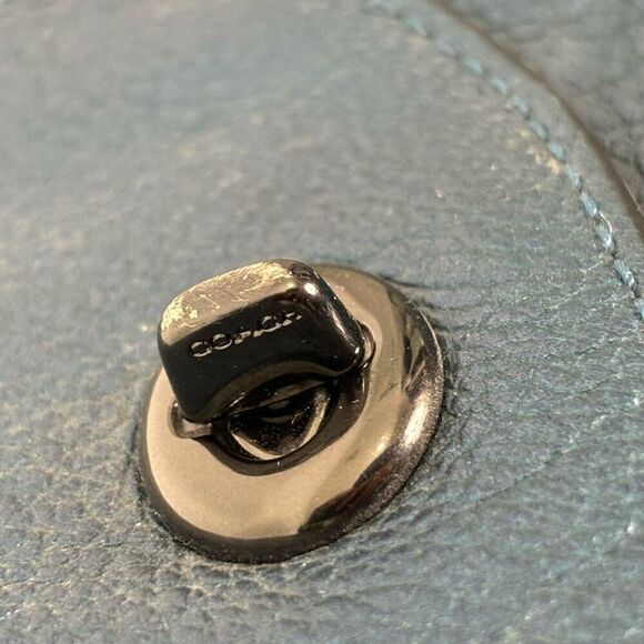 Coach Blue Metallic Leather Mickie Large Backpack - Picture 9 of 11